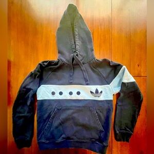 Boys XL/Mens XS Adidas navy blue and baby blue Hoodie